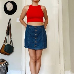 90s inspired button front denim skirt